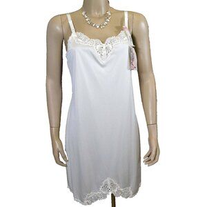 UNWORN Shadowline Ivory White Slip, NOS w/Original Tags, Bodice Lace VTG 90's